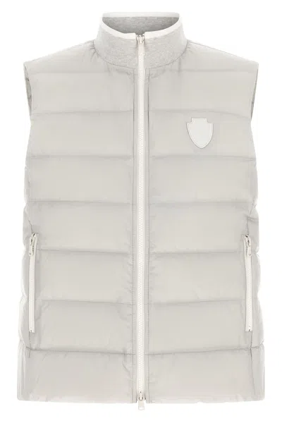 Brunello Cucinelli Heraldic Patch Quilted Technical Vest In Neutral
