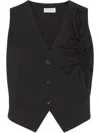 Brunello Cucinelli Herbarium Embroidered Poplin Vest In 黑色