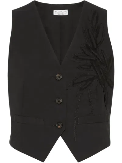 Brunello Cucinelli Cropped-weste In Black
