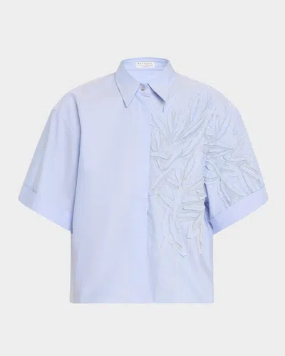 Brunello Cucinelli Herbarium Embroidered Cotton Oxford Shirt