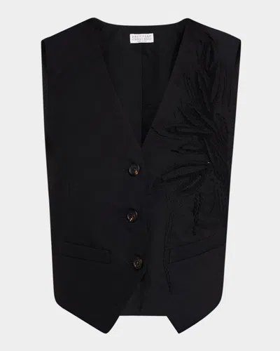 BRUNELLO CUCINELLI HERBARIUM EMBROIDERED POPLIN VEST