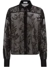 Brunello Cucinelli Sheer Silk Shirt With Intricate Leaf Patterns In Black