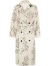 Brunello Cucinelli Cotton-linen Floral Trench Coat In Neutrals