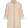 Brunello Cucinelli Cotton Shirt Embroidered Cuffs In Beige