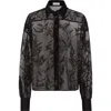 Brunello Cucinelli Sheer Silk Shirt With Intricate Leaf Patterns In Black