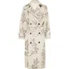 Brunello Cucinelli Cotton-linen Floral Trench Coat In Beige