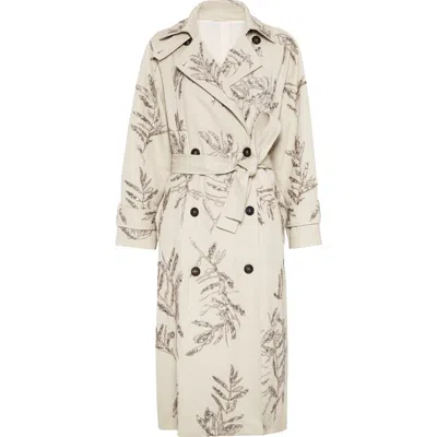 BRUNELLO CUCINELLI BRUNELLO CUCINELLI FLORA EMBROIDERY TRENCH COAT