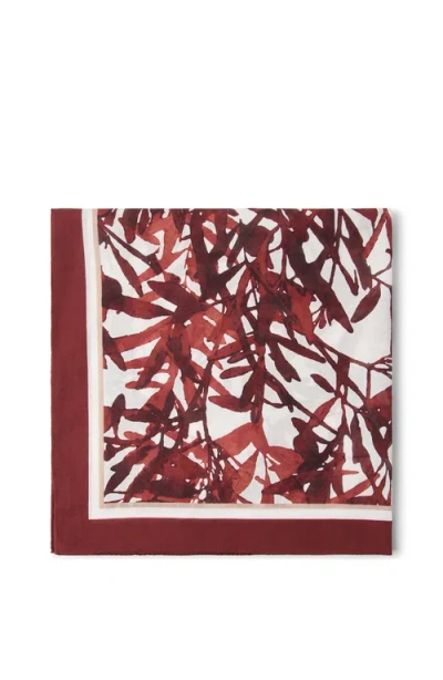 Brunello Cucinelli Herbarium Print Foulard In Red