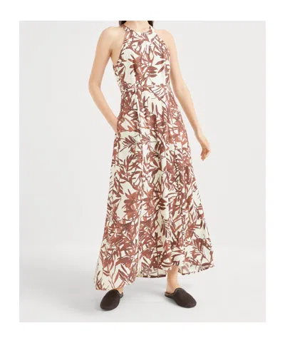 BRUNELLO CUCINELLI BRUNELLO CUCINELLI HERBARIUM PRINTED SLEEVELESS MAXI DRESS