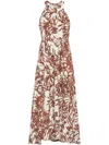 Brunello Cucinelli Multicolor Sleeveless Long Dress With All-over Herbarium Print In Cotton Woman In Red