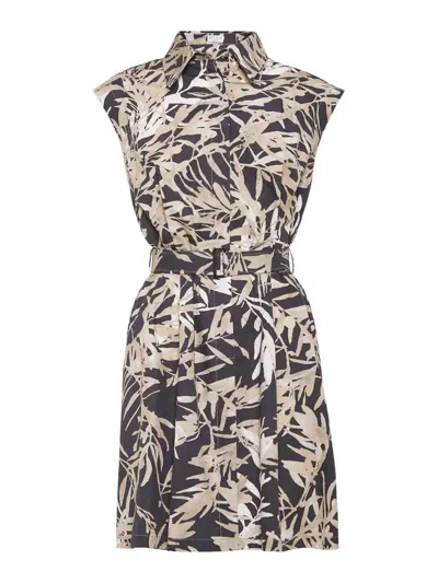 Brunello Cucinelli Herbarium Print Mini Chemisier Dress In Black