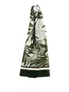 Brunello Cucinelli 'botanical Leaf Print Sheer Scarf' In Green