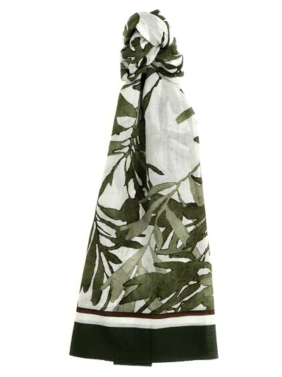 Brunello Cucinelli Herbarium Print Scarves And Foulards Green