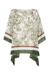 Brunello Cucinelli Green Herbarium Print Pongée Top With Monili In Green