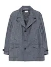 Brunello Cucinelli Herringbone Blazer In Blue