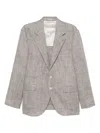 Brunello Cucinelli Herringbone Blazer In Brown