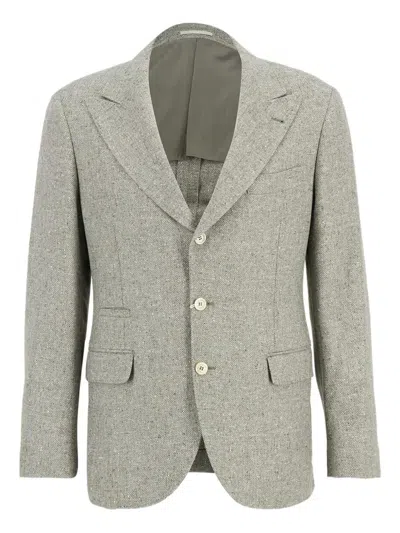 Brunello Cucinelli Herringbone Blazer In Multi
