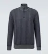 Brunello Cucinelli Men's Cashmere Chevron Vanise Quarter-zip Sweater In Black