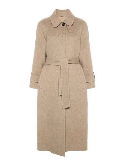 Brunello Cucinelli Herringbone Coat In Beige