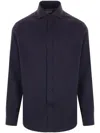 Brunello Cucinelli Herringbone Cotton Blend Shirt Clothing In Blue