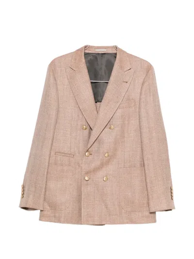Brunello Cucinelli Tailored Double Breasted Jacket Notch Lapels In Pink