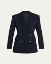 Brunello Cucinelli Herringbone Double-breasted Jacket In Blue