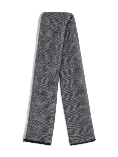 Brunello Cucinelli Herringbone Fringed Scarf In Gray