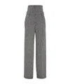 Brunello Cucinelli Herringbone High-waist Trousers In Gray