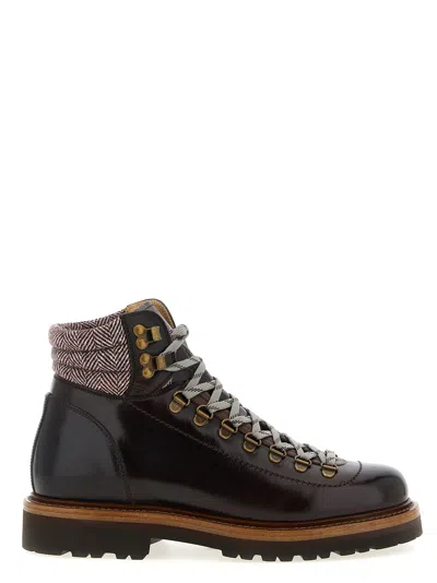 Brunello Cucinelli Herringbone Insert Ankle Boots Boots And Ankle Boots Brown