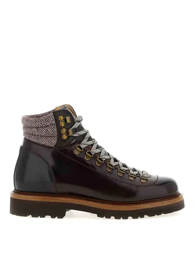 BRUNELLO CUCINELLI HERRINGBONE INSERT ANKLE BOOTS
