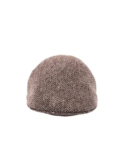 Brunello Cucinelli Herringbone Knit Flat Cap In Dark Brown