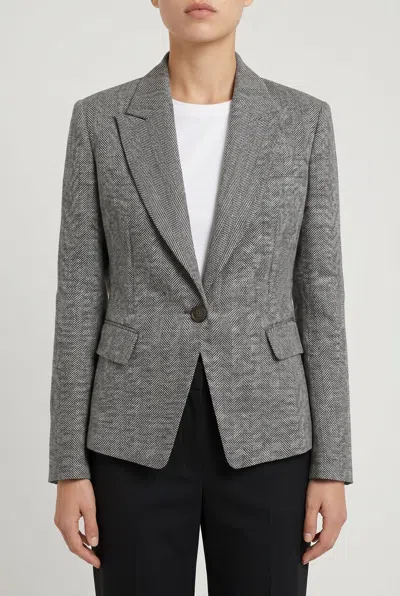 Brunello Cucinelli Herringbone Linen Blazer In Black
