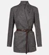 Brunello Cucinelli Herringbone Monili Wool-blend Tweed Blazer In Gray
