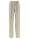 Brunello Cucinelli Herringbone Trousers With Straight Leg And Pockets In Neutral