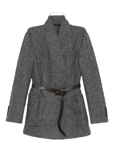 Brunello Cucinelli Herringbone-pattern Belted Jacket