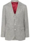 Brunello Cucinelli Herringbone-pattern Blazer In Grey