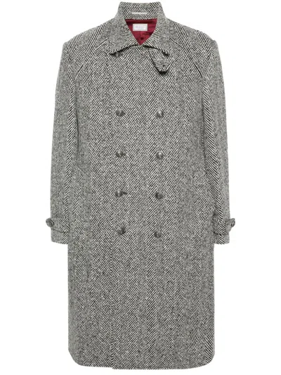 BRUNELLO CUCINELLI HERRINGBONE-PATTERN DOUBLE-BREASTED COAT