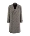 Brunello Cucinelli Men One-and-a-half-breasted Coat In Herringbone Virgin Wool In Gray