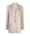 Brunello Cucinelli Herringbone-pattern Single-breasted Blazer In Neutral