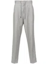 Brunello Cucinelli Herringbone-pattern Tapered Trousers In Grey