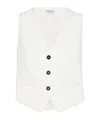 Brunello Cucinelli Herringbone-pattern V-neck Button-down Gilet In White