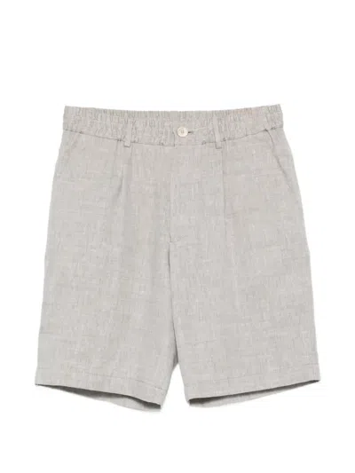 Brunello Cucinelli Herringbone Pleated Shorts In Gray