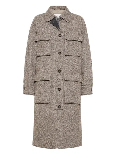 Brunello Cucinelli Herringbone Pocket Jacket In Brown