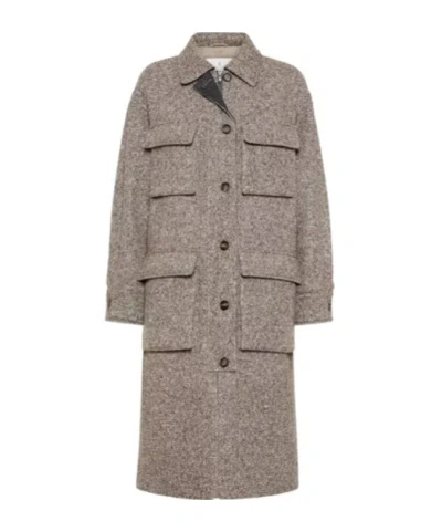 BRUNELLO CUCINELLI BRUNELLO CUCINELLI MÉLANGE DIAGONAL MONILI EMBELLISHED COAT
