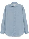 Brunello Cucinelli Herringbone Shirt In Blue