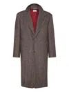 Brunello Cucinelli Cashmere And Silk Single Breasted Coat In Brown
