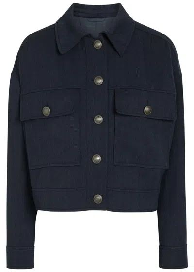 Brunello Cucinelli Herringbone Stretch-wool Jacket In Blue