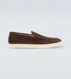 Brunello Cucinelli Suede Logo Loafers In Braun