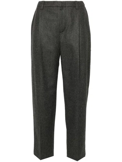 Brunello Cucinelli Melierte Cropped-hose In Grey