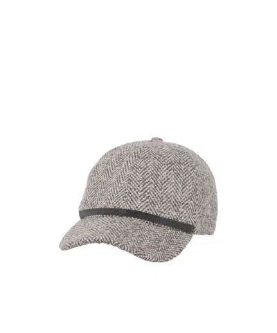 Brunello Cucinelli Herringbone Tweed Baseball Cap In Brown